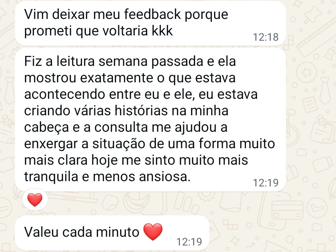 Depoimento de cliente no WhatsApp